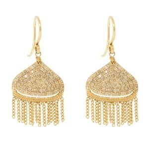 Dana Kellin Fine Jewelry. 14K Yellow Gold and Diamond Pave. Fringed.